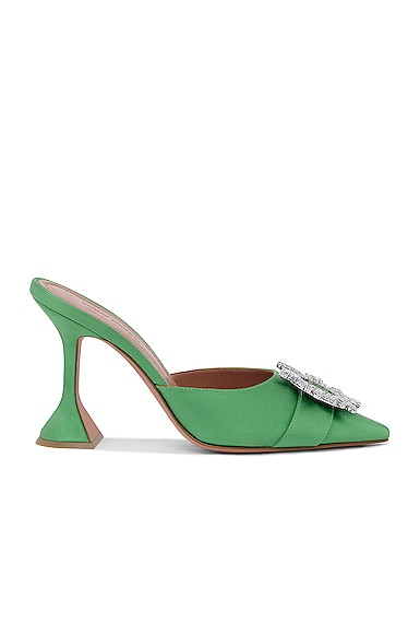 AMINA MUADDI Begum Satin Mule in Green