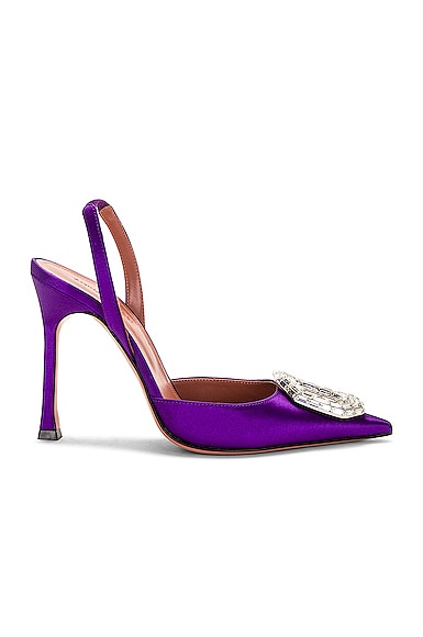 AMINA MUADDI Camelia Satin 105 Sling Heel in Purple