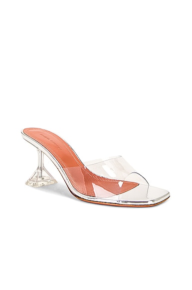 Amina Muaddi Lupita 70 Glass Slipper Mule In Transparent