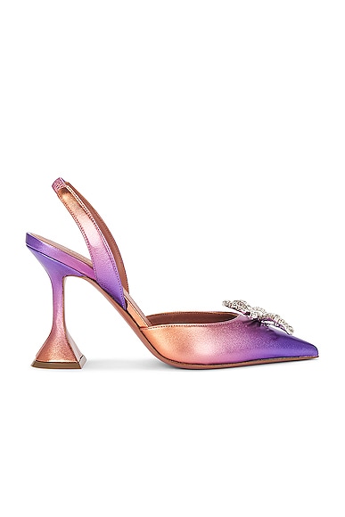 Shop Amina Muaddi Rosie Sling Pump In Sunset Ombre & White Crystal
