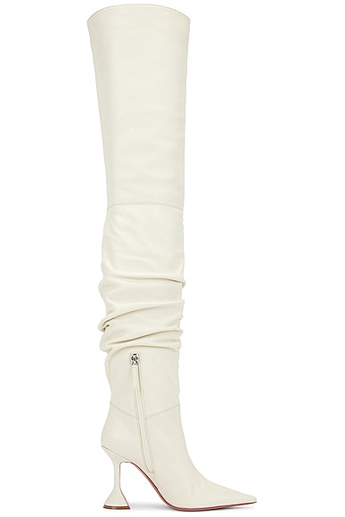 Olivia Thigh High Nappa Boot in Beige