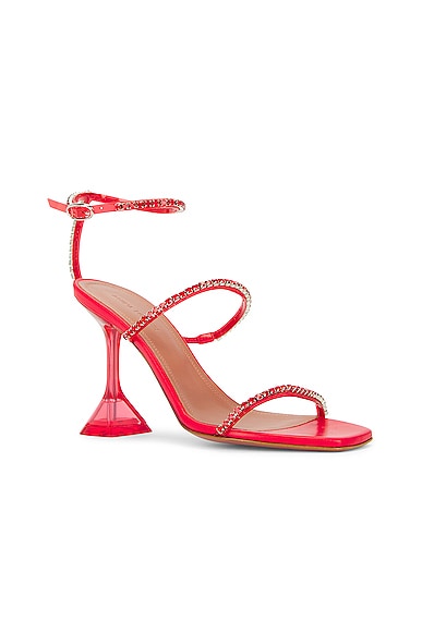 Shop Amina Muaddi Gilda Glass Pvc Sandal In Red & Light Siam