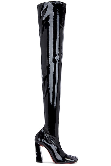 Marine Stretch Thigh High Latex Boot in Black