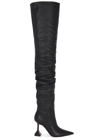 AMINA MUADDI Olivia Thigh High Nappa 95 Boot in Black