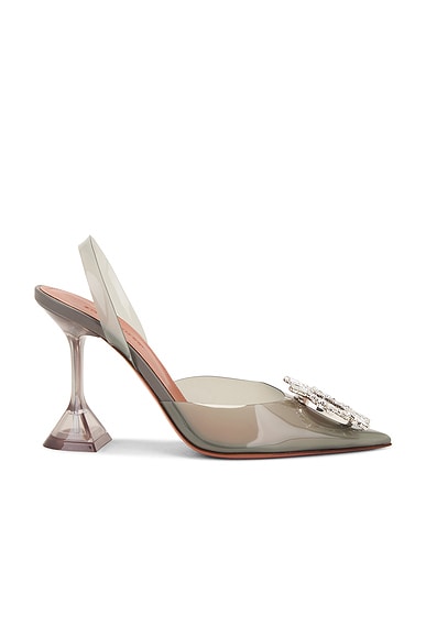 AMINA MUADDI Begum Glass 95 PVC Sling in Milky Grey & White