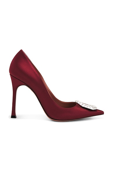 AMINA MUADDI Camelia 105 Satin Pump in Wine & White