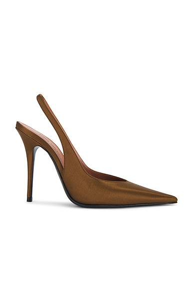 AMINA MUADDI Anok 105 Satin Sling Pump in Mocha