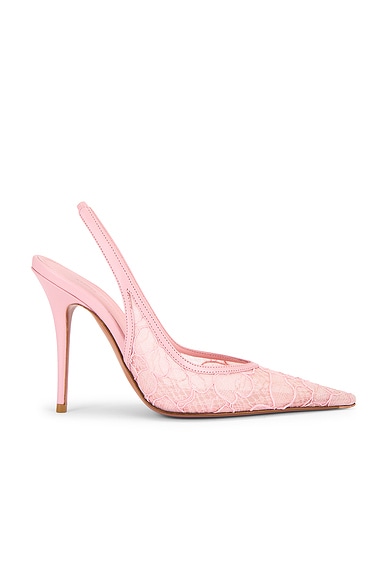 AMINA MUADDI Anok 105 Lace Sling Pump in Baby Pink