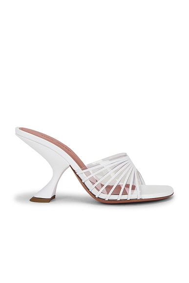 AMINA MUADDI Mookie 90 Slipper in White & Pvc Transparent