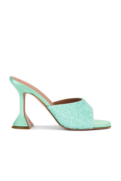 AMINA MUADDI Lupita Crystal Dust 95 Slipper in Mint & Mint Crystal