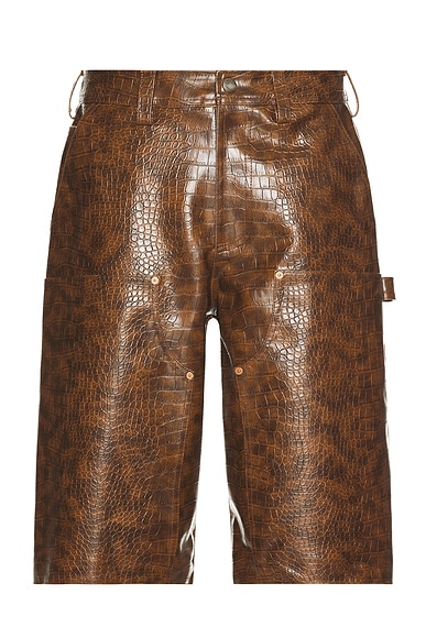 Faux-Leather Double Knee Shorts