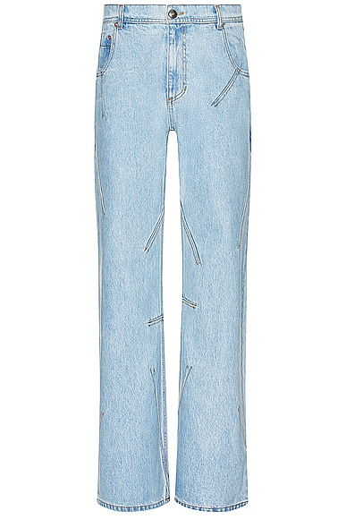 Andersson Bell Tripot Coated Flare Jeans in Light Blue