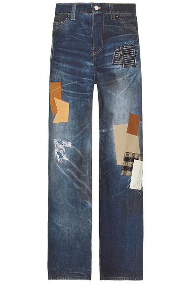 デニム・ジーパン ANDERSSON BELL Patchwork jeans Blue Andersson Bell Unisex Patchwork Printed Denim Trompe L`Oeil