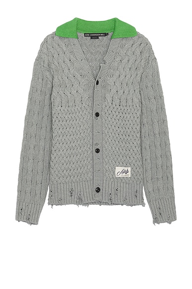 Green Collar V-Neck Cardigan