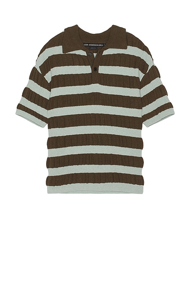 Bubble Stripe Polo Sweater
