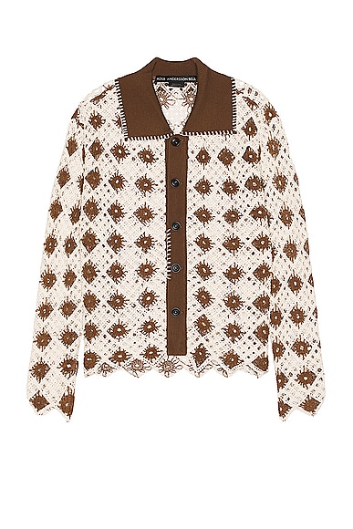 Andersson Bell Crochet Cotton Cardigan in Brown