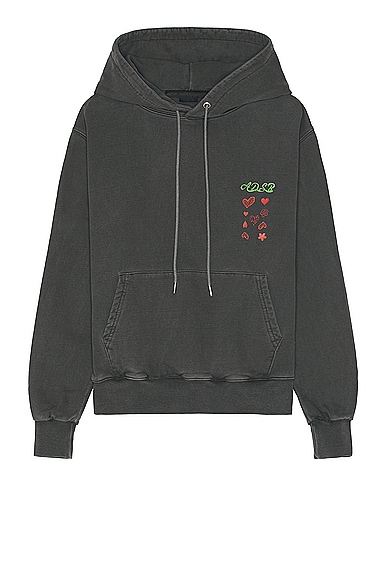 Essential ADSB Hearts Card Hoodie in Charcoal