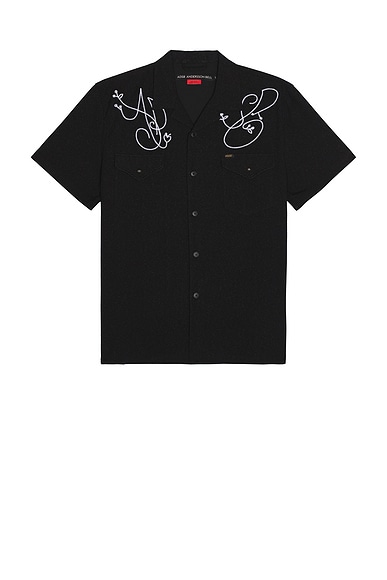 Andersson Bell Black Adsb Chain Embroidery Shirt in Black