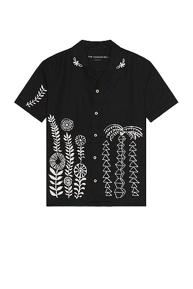 Andersson Bell May Embroidery Open Collar Shirt in Black