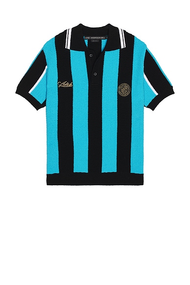 Andersson Bell Stripe Soccer Polo Sweater in Blue