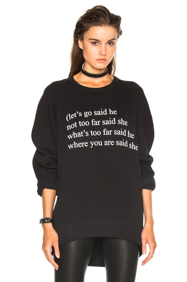 Ann Demeulemeester Poem Sweatshirt in Black | FWRD Ann Demeulemeester Poem Sweatshirt in Black | FWRD