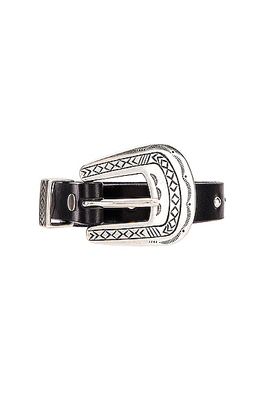 Engraved Studded Leather Belt
