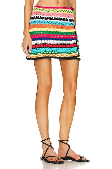 Shop Alanui Over The Horizon Skirt In Black Multicolor