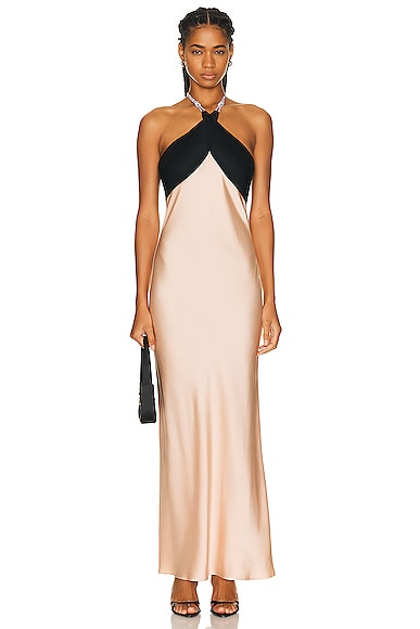 Anna October Klementina Contrast Maxi Dress In Neutral