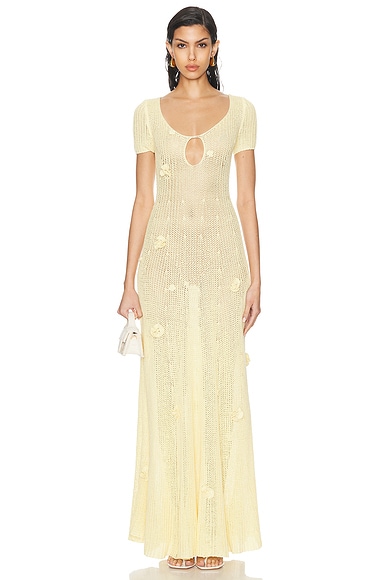 Anna October Avery Knitted Maxi Dress in Yellow
