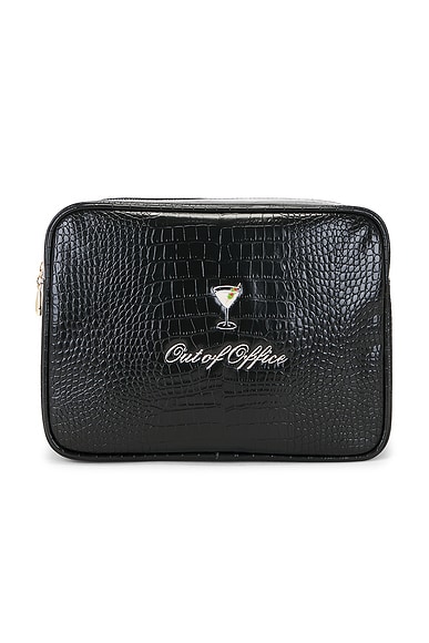 Abbode Out Of Office Martini Croc Pouch in Black
