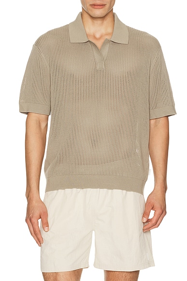 Knit Mesh Johnny Collar Polo