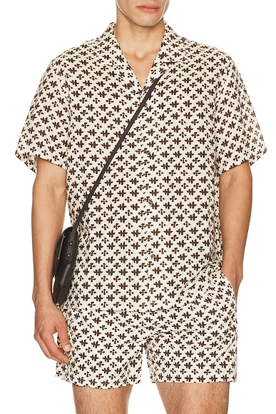 Alex Printed Short Sleeve Linen Shirt
