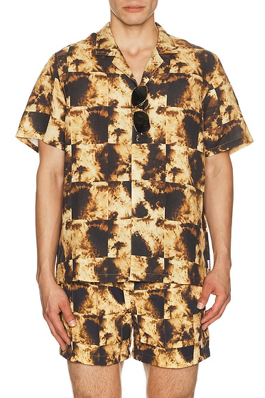 Alex Printed Short Sleeve Linen Shirt