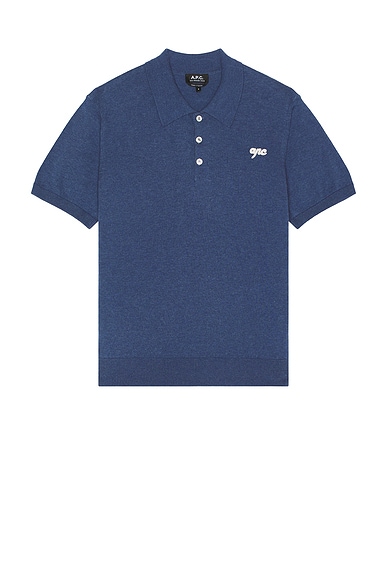 A.P.C. Gregorio Short Sleeve Polo in Blue Grey