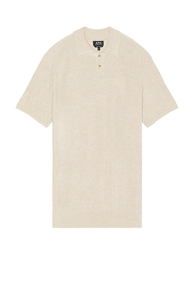 A.P.C. Jay Short Sleeve Polo in Beige