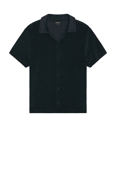 A.P.C. Chemisette Nicolo Short Sleeve Shirt in Dark Navy