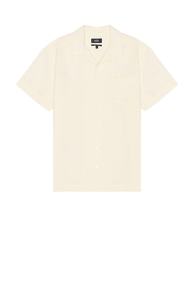 A.P.C. Chemisette Roy Short Sleeve Shirt in Ecru