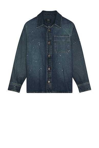 A.P.C. Surchemise Basile Denim Long Sleeve Shirt in Washed Indigo