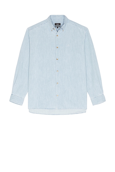 A.P.C. Chemise Mathias Long Sleeve Shirt in Pale Blue