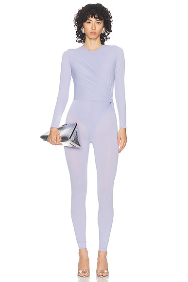 Alex Perry Long Sleeve Twist Catsuit in Frost