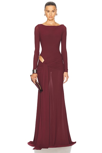 Alexander McQueen Fluid High Slit Dress in Welsh Red FWRD