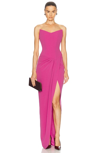 Alexander McQueen Draped Bustier Dress in Sugar Pink | FWRD