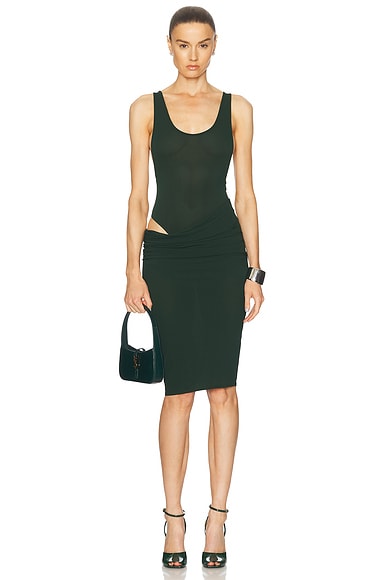 Draped Jersey Midi Dress