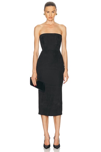 Alex Perry Suede Midi Dress in Black