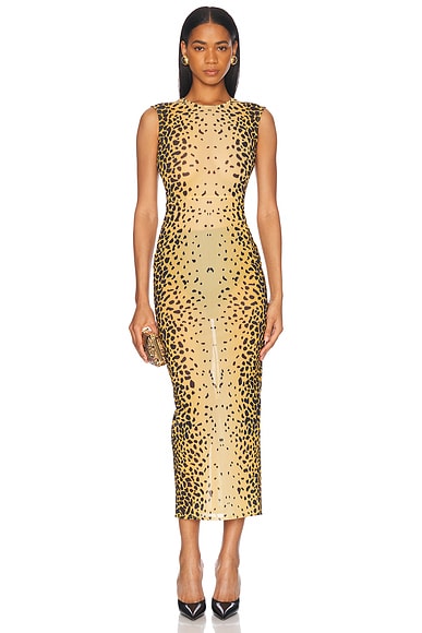 Sleeveless Power Mesh Midi Dress