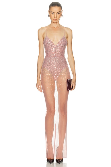 Crystal Mesh Column Dress