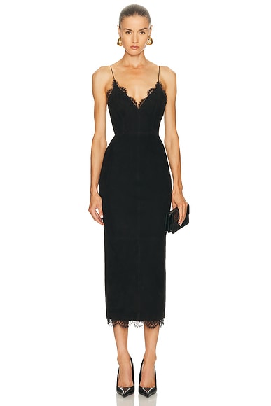 Alex Perry Bikini Suede Dress in Black
