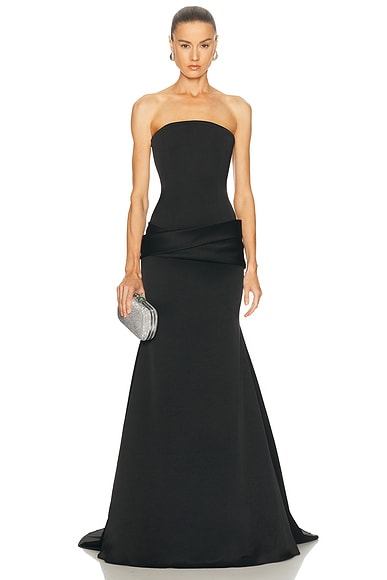 Strapless Curved Corset Drape Gown