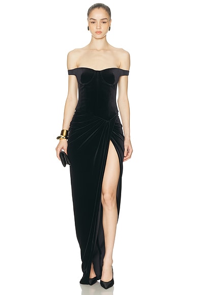 Off Shoulder Cupped Drape Gown