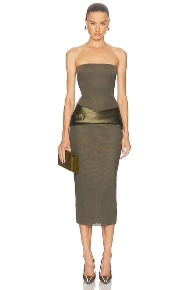 Strapless Satin Drape Dress